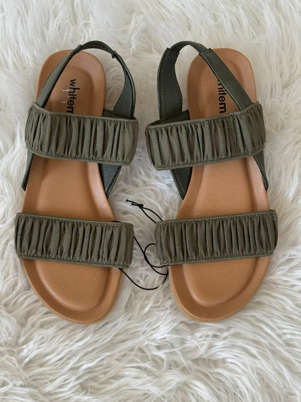 NWT White Mountain Olive Green Slip-on Stretch Slingback Sandals 8 - Picture 2 of 7